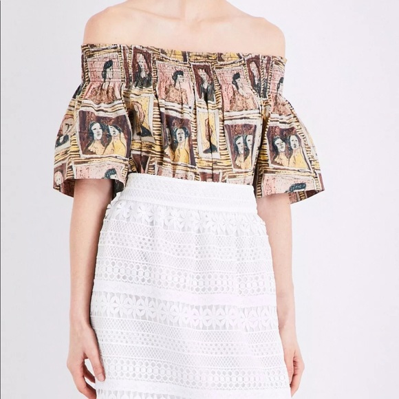 Burberry Top Off-the-Shoulder Gerber Print Sz 10 - Picture 2 of 11